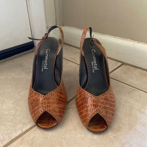 AUTHENTIC ITALIAN LEATHER HEELS - gunmetal made in ITALY